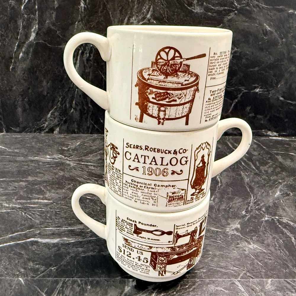 SEARS, ROEBUCK & CO 1906 Catalog Commemorative Ceramic Mugs (3)